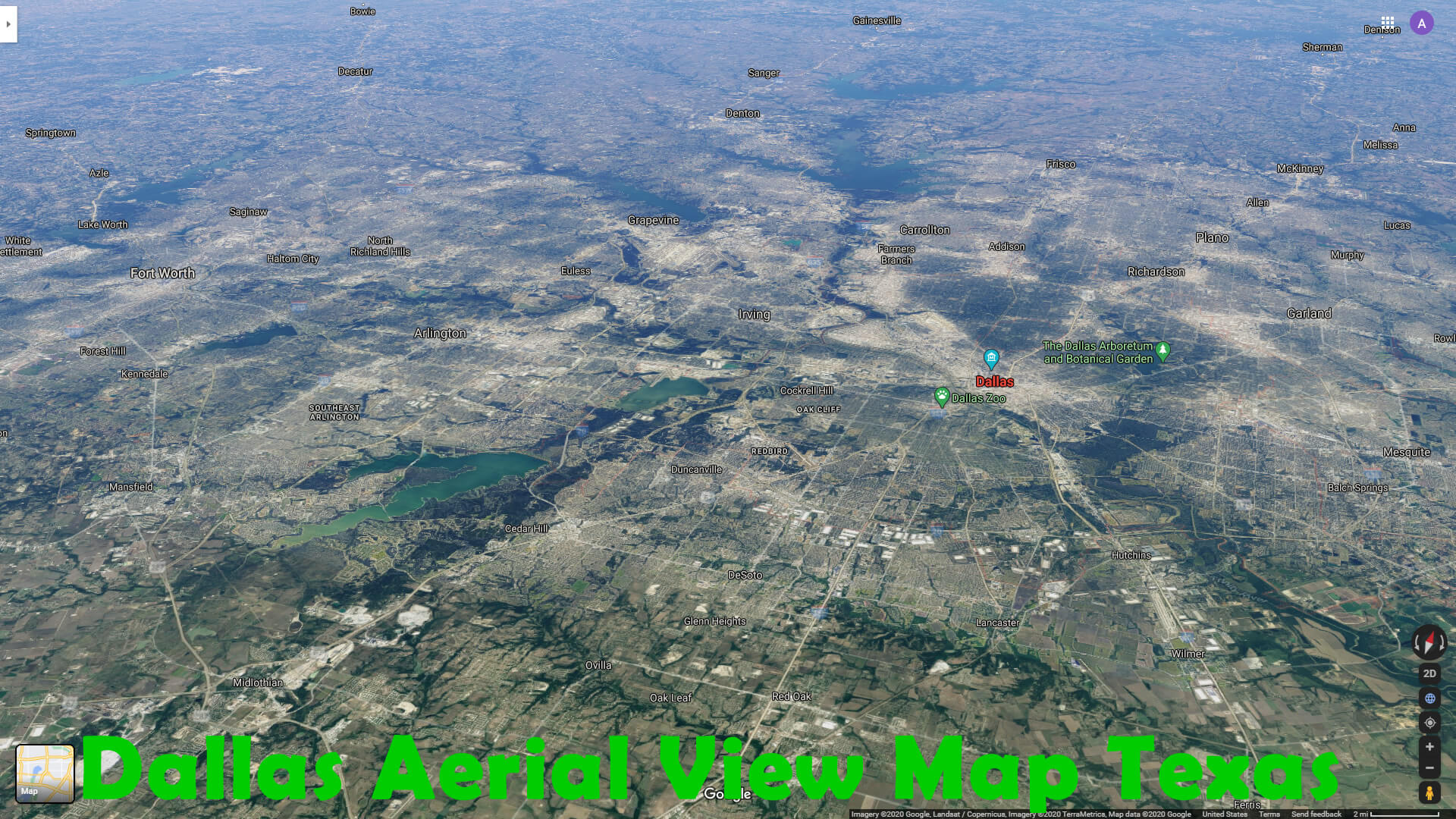 Dallas Aerial View Map Texas